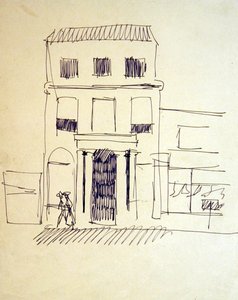 London Street med figurer; Kvinnelig Promenader