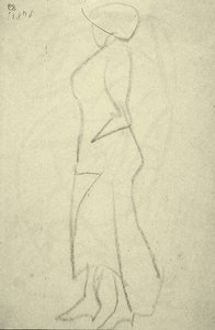 Promenader fra siden (svart kritt på papir) av Henri Gaudier Brzeska