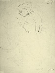 Studie av en kvinne som ser ned (svart kritt på papir) av Henri Gaudier Brzeska