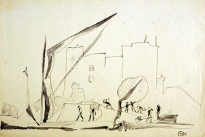 Thames lekter ved London Docks av Henri Gaudier-Brzeska
