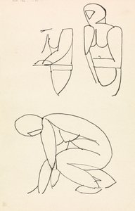 Tre figurstudier av Henri Gaudier Brzeska