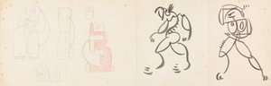 To dansefigurer og fem studier for en mor og barn-gruppering av Henri Gaudier-Brzeska