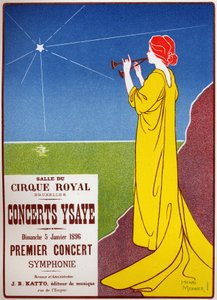 Musikk. Ysaye-konserter i Bruxelles. Plakat av H. Meunier, Belgia av Henri Georges Jean Isidore Meunier