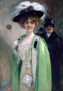 Et par som ankommer en begivenhet, c1872-1929 av Henri Gervex