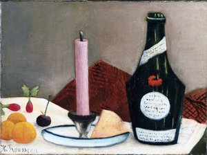 "Still life - the pink candle" Maleri av Henri Rousseau dit le Douanier (1844-1910) 1909 The Phillips Collection, Washington, D.C. av Henri J.F. Rousseau
