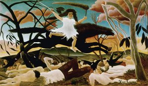The War or the Riding of Discord Maleri av Henri Rousseau dit le Douanier Rousseau (1844-1910). 1894. Søn 114x195 Paris, Musee d
