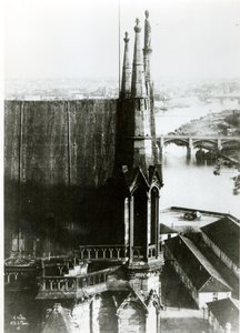 Utsikt over katedralen Notre-Dame i Paris og elven Seinen, ca. 1853