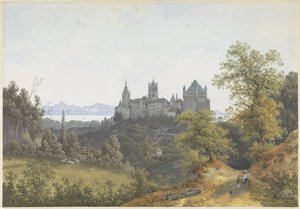 Utsikt over Lausanne, med utsikt over slottet og katedralen av Henri Knip