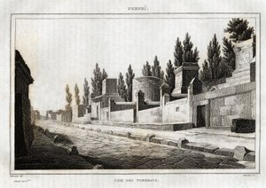 Veien til gravene, i Pompei, gravering av Labrouste, i "Picturesque Italy"", Amable Coste-redaktør, Paris av Henri Labrouste