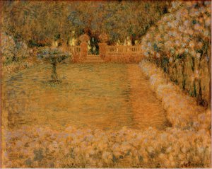 Den hvite hagen i skumringen av Gerberoy av Henri Le Sidaner