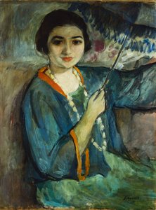 Nono med paraply; niende til l "paraplyer, av Henri Lebasque