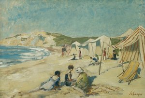 Stranden ved Pointe St. Gildas; Stranden ved Pointe St Gildas, ca. 1920 av Henri Lebasque
