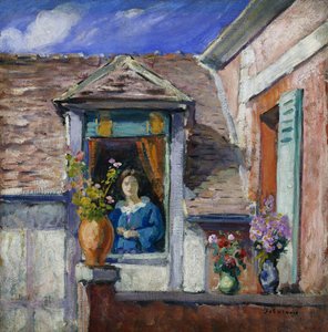 Kvinne ved vinduet; Femme a la Fenetre, av Henri Lebasque