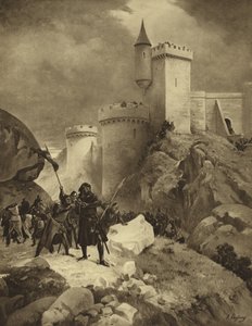Kong Richard I av England ved beleiringen av Chalus, 1199 (gravyr)