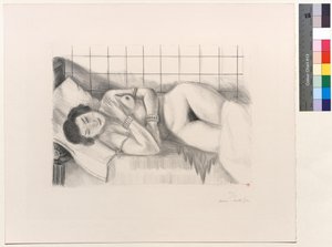 Sovende figur, sjal over bena av Henri Matisse