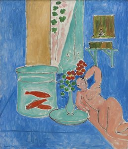 Gullfisk og skulptur av Henri Matisse