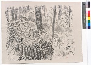 Ung jente på en sjeselong i underskogen av Henri Matisse