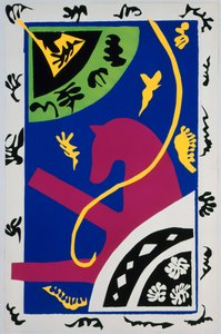 Hesten, rytterinnen og klovnen. Fra «Jazz». Plate V. S. 34 av Henri Matisse