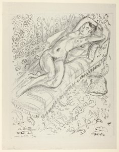 Hvilende naken på en sjeselong med mashrabiya-bakgrunn av Henri Matisse