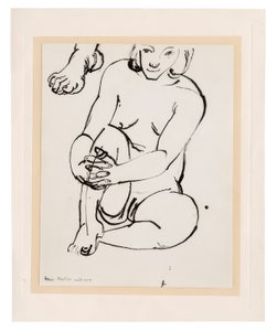 Sittende kvinnelig nakenfigur, holder ett kne, med skisse av en fot av Henri Matisse