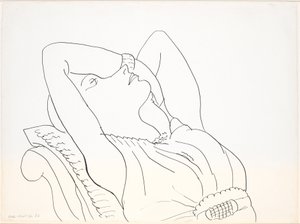 Tilbakelent kvinne med armene over hodet, halvfigur av Henri Matisse