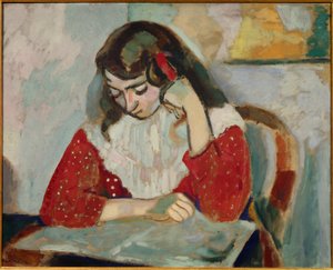 Marguerite leser 1906 (olje på lerret) av Henri Matisse