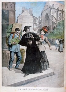 En katolsk prest blir knivstukket av en kvinne på gaten, Frankrike, 1897 av Henri Meyer