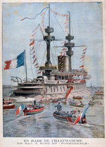 En ball om bord på slagskipet Formidable, Villefranche havn, Frankrike, 1896 av Henri Meyer