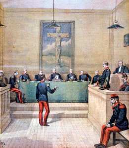 Kaptein Dreyfus før krigsretten, 1894 av Henri Meyer