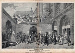 Fabiennes avreise til skaftet - før siste scene i fjerde akt av "Thermidor"" av Victorien Sardou - Tegning av Henri Meyer, i "Le journal illustrious"" fra 1891 av Henri Meyer