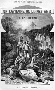 Frontispice fra Jules Vernes bok "En kaptein på femten år", Hetzel-utgaven/ Extraordinary Voyages 1878 av Henri Meyer