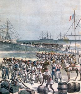 Landing av de senegalesiske troppene ved New Wharf i Cotonou, Benin, 1892 av Henri Meyer