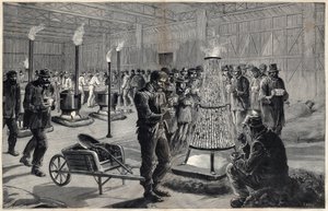 Nattelyet til Palace of Liberal Arts i Champs de Mars i 1891 - Tegning av Henri Meyer, Gravering av Navellier i "Le journal illustrious"" fra 1891 av Henri Meyer