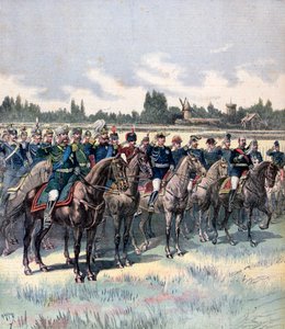 Militær gjennomgang med general Saussier og utenlandske militærattachéer, 14. juli 1891. av Henri Meyer