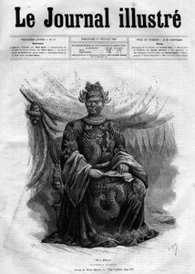 Portrait of Tu-Duc (Tu Duc) (1830-1883) Emperor of Annam (1848-1883) - Cover page of “The Illustrous Diary” from 1883 - Drawing by Henri Meyer (1844-1899) av Henri Meyer