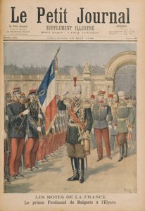 Prins Ferdinand (1861-1948) av Bulgaria ved Elysee-palasset, illustrasjon fra Le Petit Journal, 10. mai 1896 (fargegravering) av Henri Meyer