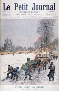 Den frosne Seinen, vinter, Paris, 1895