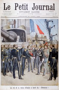 Kongen dronningen av Italia om bord på det franske slagskipet Brennus, 1899 av Henri Meyer