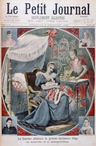 Tsarinaen som pleier storhertuginnen Olga av Russland, 1895 av Henri Meyer