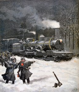 Tog blokkert av snø, Frankrike, 1892 av Henri Meyer