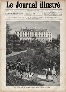 Victoria, dronningen av England i Frankrike i april 1891: A Walk in Grasse - Queen Victoria a Grasse i Frankrike i april 1891 - Forside til "The Illustrous Journal" fra 1891 - Tegning av Henri Meyer (1844-1899) av Henri Meyer