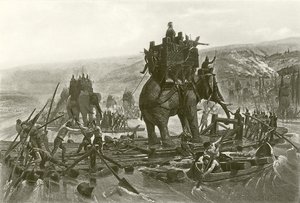 Hannibal krysser Rhône (gravyr)