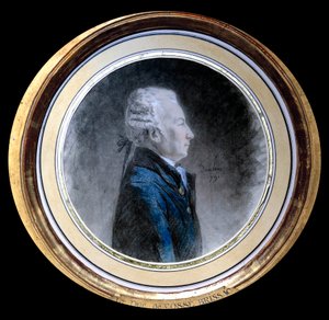 Portrett av Louis Hercule Timoleon de Cosse (Cosse-Brissac) (1734-1792), hertugen av Brissac. Han er den store kurvmakeren i Frankrike og guvernøren i Paris på tidspunktet for den franske revolusjonen. Akvarell tilskrevet Henri Pierre Danloux (1753-1809).  av Henri Pierre (attr. to) Danloux