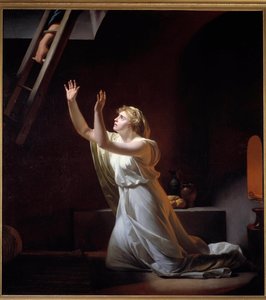 Torturen av en vestal. En vestal, en romersk pretress holdt til den kyskne, flyttet levende i en kjeller for sin krenkelse. Maleri av Henri Pierre Danloux (1753-1809) 1790 søn. 1,6x1,45 m - Torturen av en vestaljomfru. En vestal, romersk prestinne, vevde f