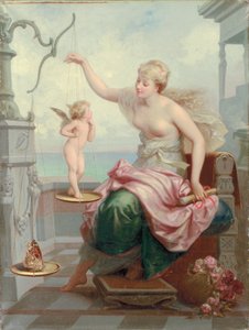 Veier Cupid mot en sommerfugl
