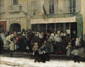 Et suppekjøkken under beleiringen av Paris, etter 1870 (olje på lerret)