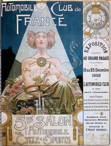 Plakat av Automobile Club de France under den 5. bilutstillingen på Grand Palais de Paris i 1902, illustrasjon av Henri Privat-Livemont (1861-1936), Versailles, kommunale bibliotek - Plakat av Automobile Club de France under den femte bilutstillingen på