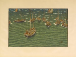 Båter for anker i Tréboul av Henri Rivière