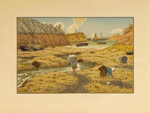 Havnen i Loguivy ved lavvann av Henri Rivière