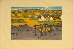 Landsbyen La Chapelle sett fra Tertres (Saint-Briac) av Henri Rivière